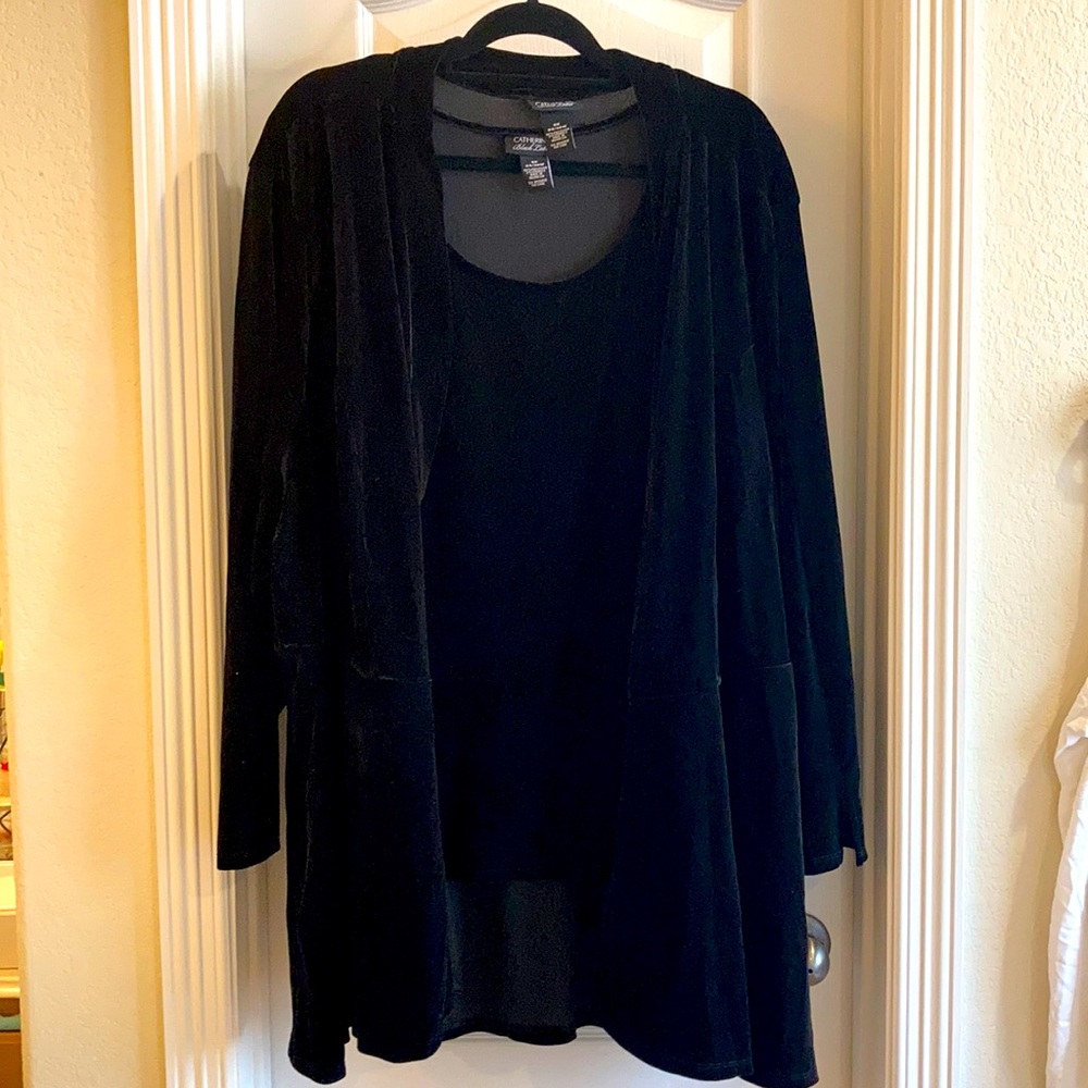 Catherines black velour twin set PLUS size 5X.